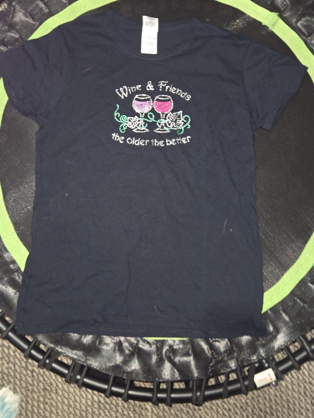 Navy 'Wine & Friends' Short Sleeve Graphic Tee